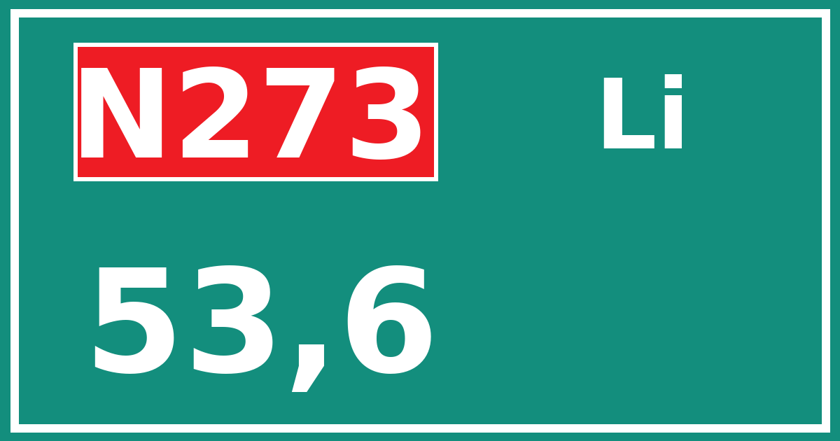 Hectometerbord N273 53,6 zijde Li