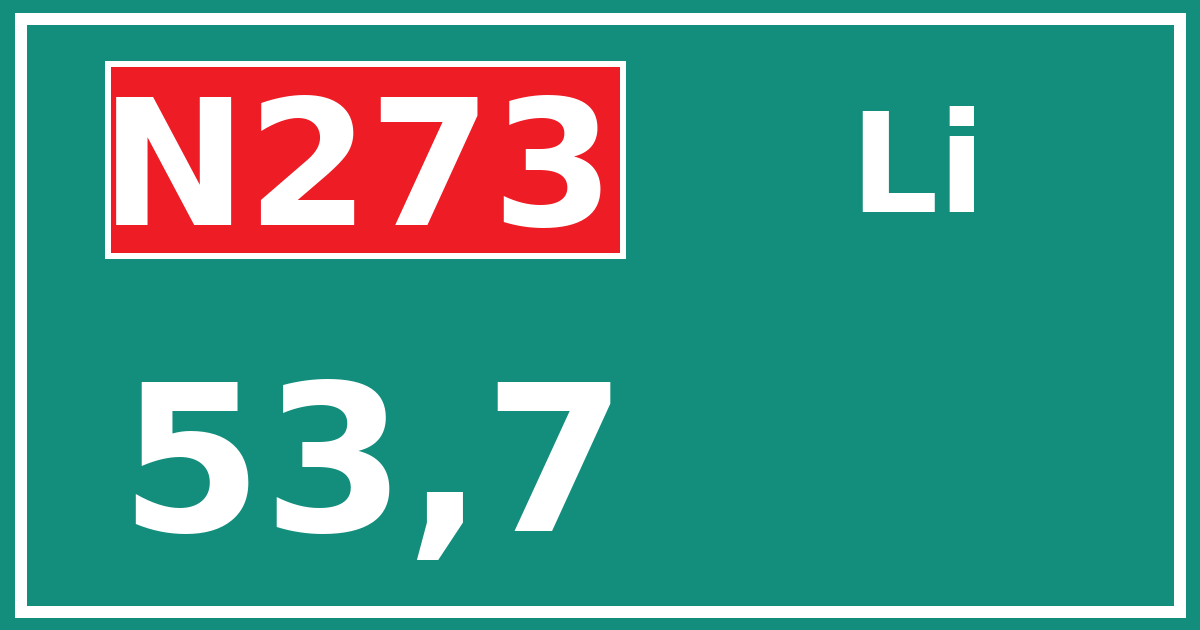 Hectometerbord N273 53,7 zijde Li