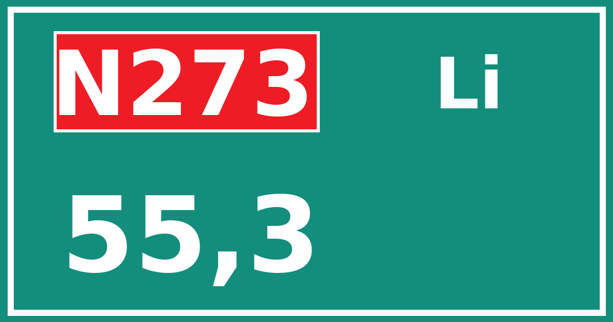 Hectometerbord N273 55,3 zijde Li