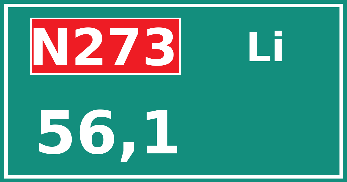 Hectometerbord N273 56,1 zijde Li