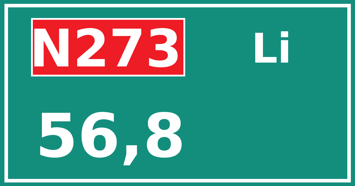 Hectometerbord N273 56,8 zijde Li