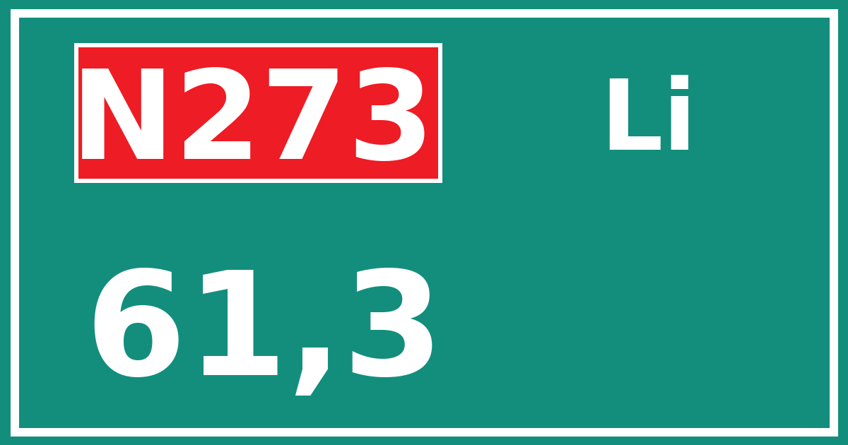 Hectometerbord N273 61,3 zijde Li