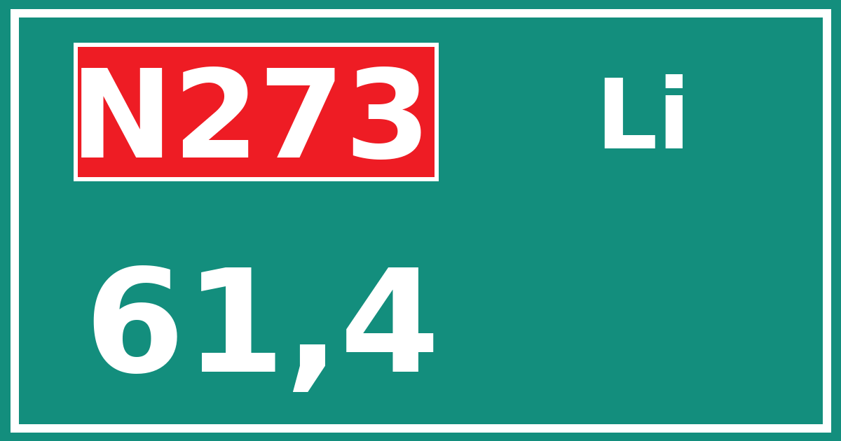 Hectometerbord N273 61,4 zijde Li