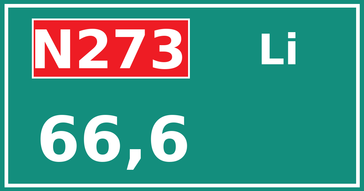 Hectometerbord N273 66,6 zijde Li