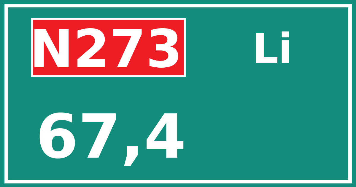 Hectometerbord N273 67,4 zijde Li