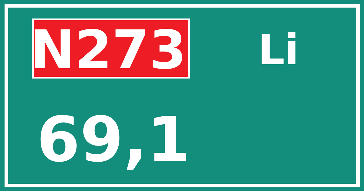 Hectometerbord N273 69,1 zijde Li