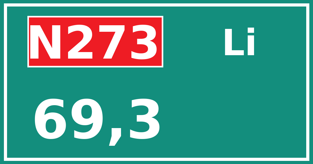 Hectometerbord N273 69,3 zijde Li