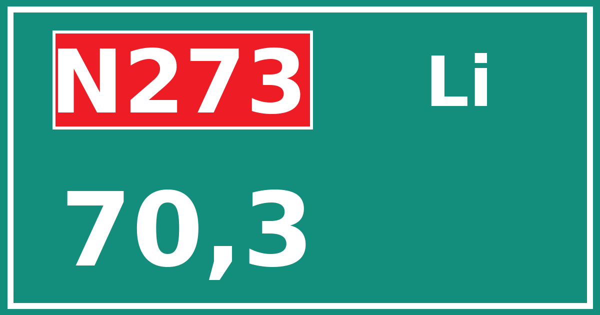 Hectometerbord N273 70,3 zijde Li