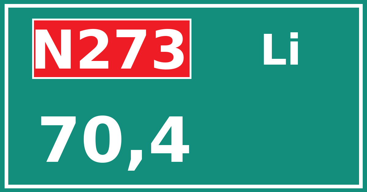 Hectometerbord N273 70,4 zijde Li