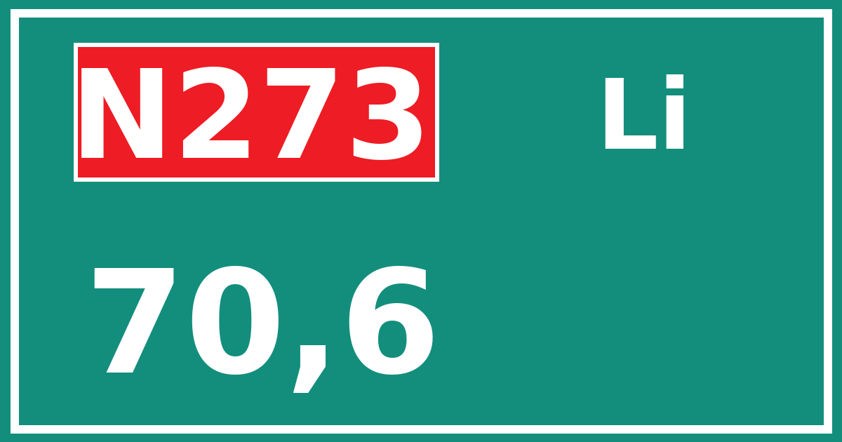 Hectometerbord N273 70,6 zijde Li