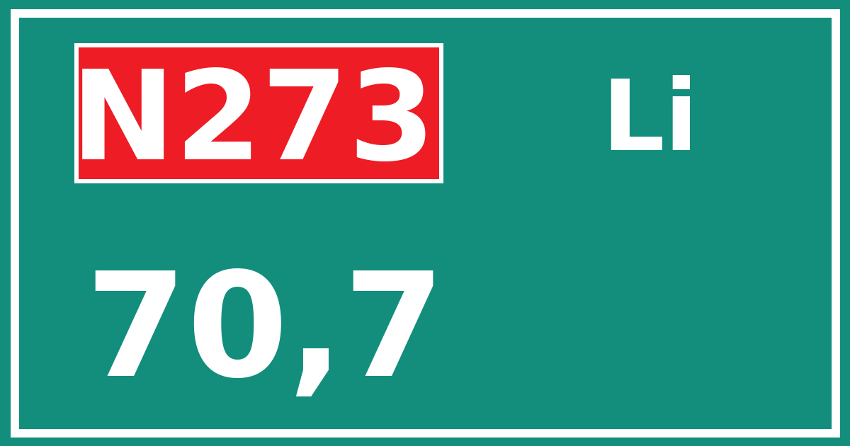 Hectometerbord N273 70,7 zijde Li