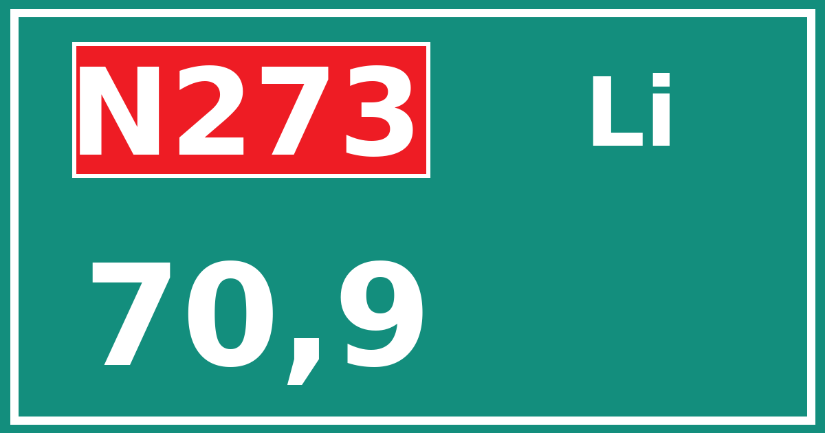 Hectometerbord N273 70,9 zijde Li