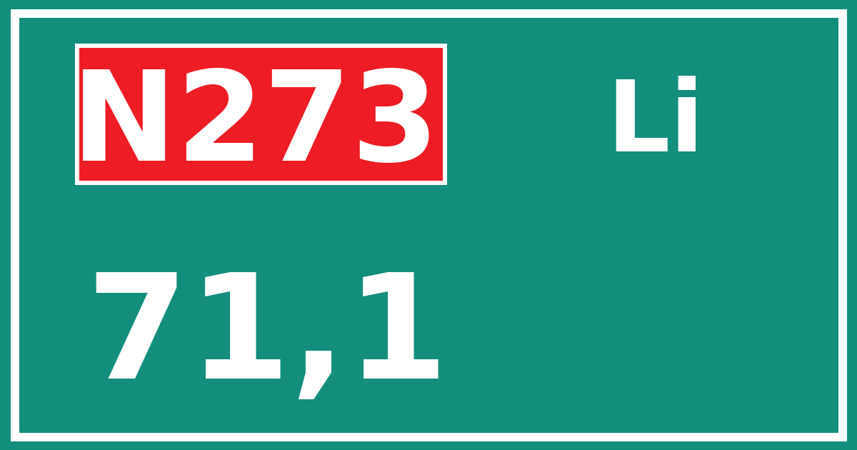 Hectometerbord N273 71,1 zijde Li