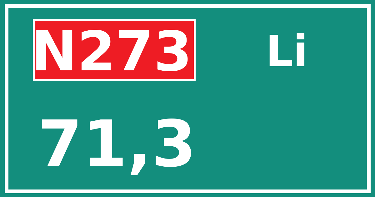 Hectometerbord N273 71,3 zijde Li