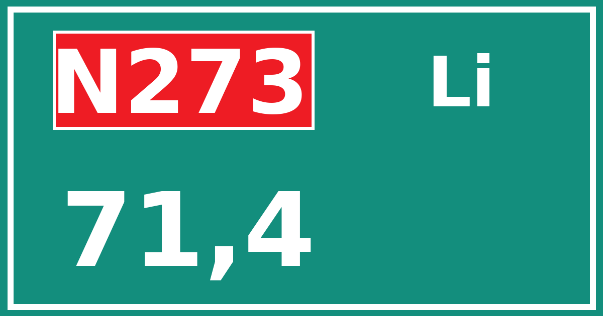 Hectometerbord N273 71,4 zijde Li