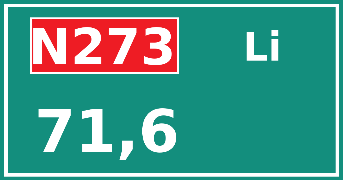 Hectometerbord N273 71,6 zijde Li