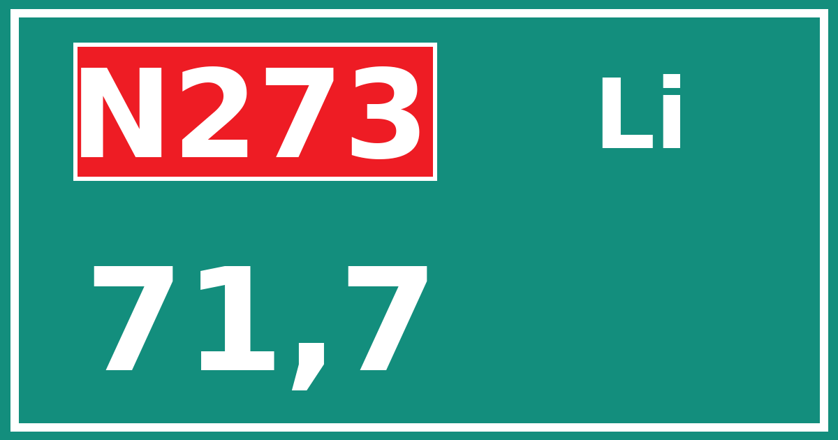 Hectometerbord N273 71,7 zijde Li