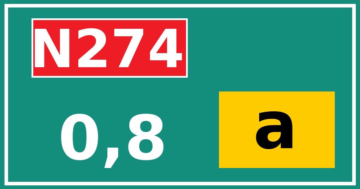 Hectometerbord N274 0,8 letter a