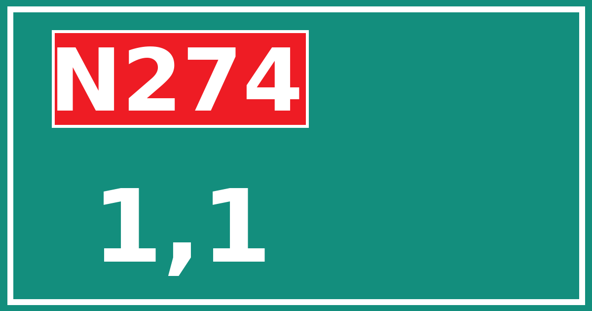 Hectometerbord N274 1,1