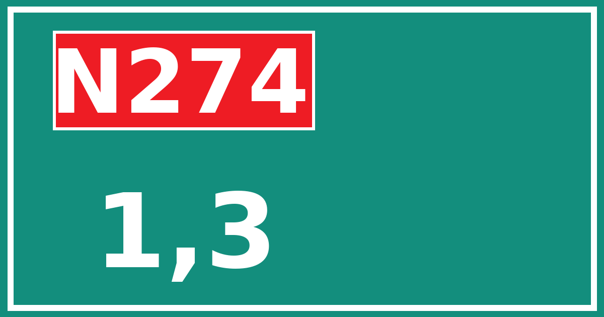 Hectometerbord N274 1,3