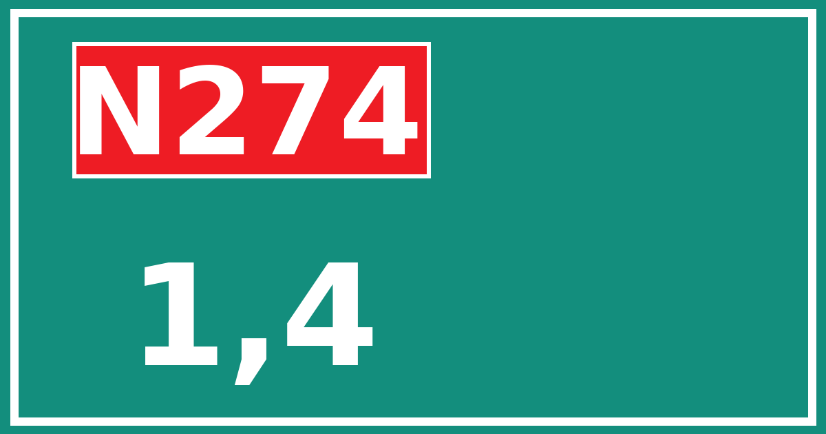Hectometerbord N274 1,4