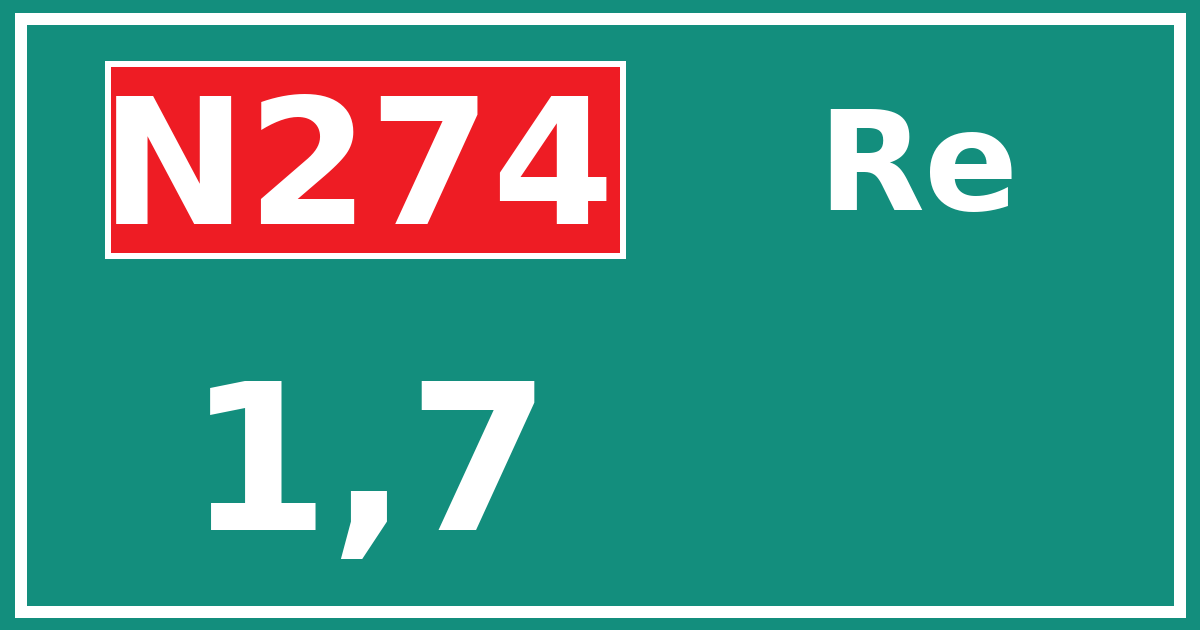 Hectometerbord N274 1,7 zijde Re