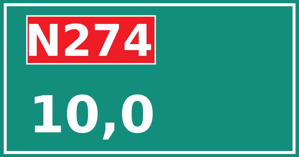 Hectometerbord N274 10,0