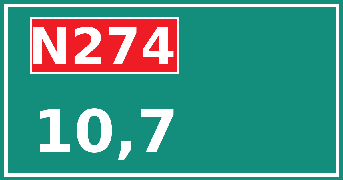 Hectometerbord N274 10,7