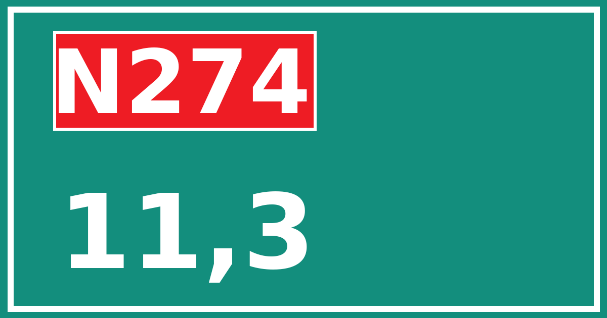 Hectometerbord N274 11,3