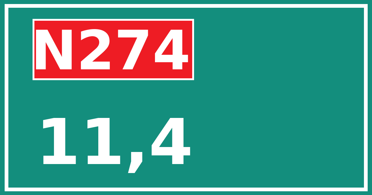 Hectometerbord N274 11,4