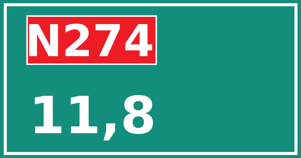 Hectometerbord N274 11,8