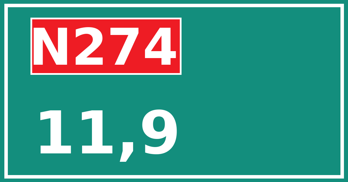 Hectometerbord N274 11,9