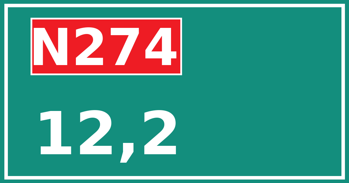 Hectometerbord N274 12,2