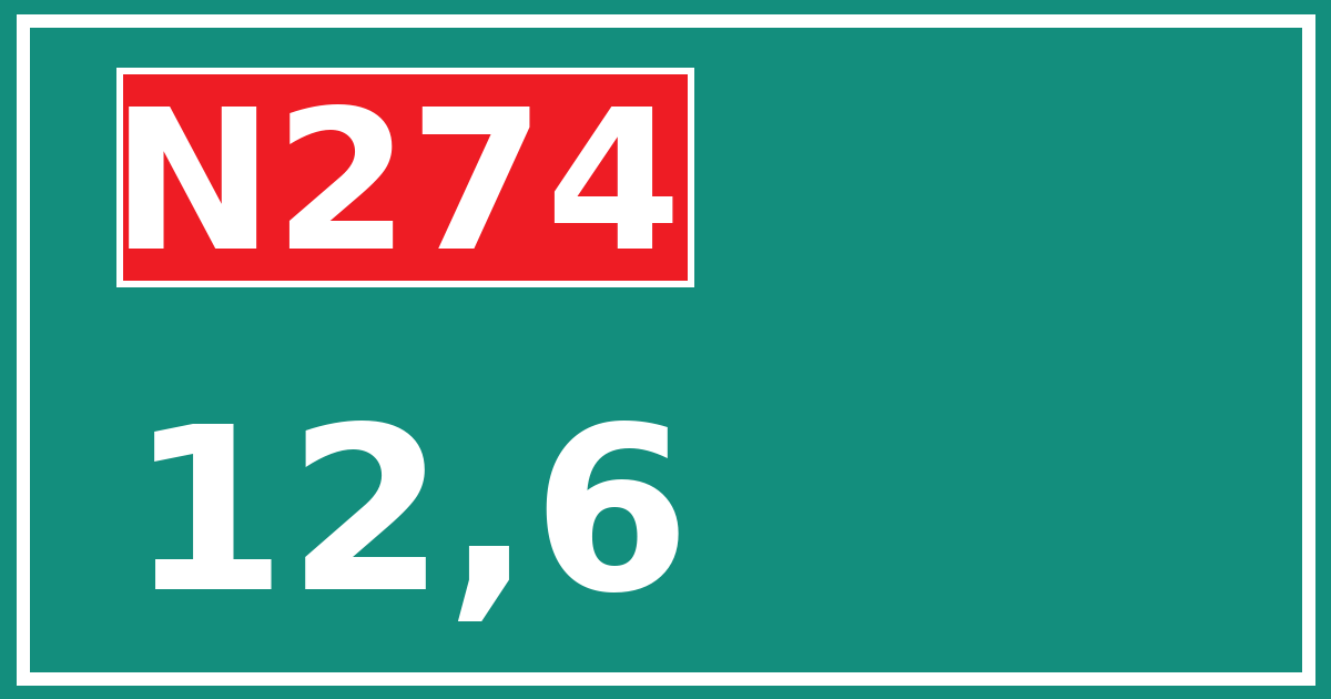 Hectometerbord N274 12,6