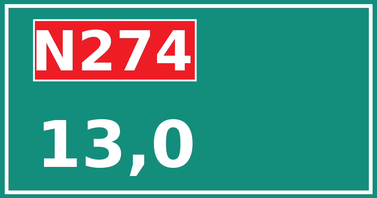 Hectometerbord N274 13,0
