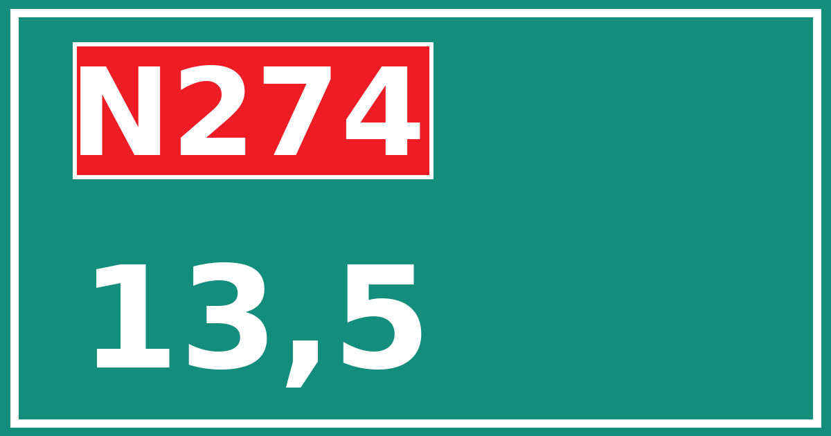 Hectometerbord N274 13,5