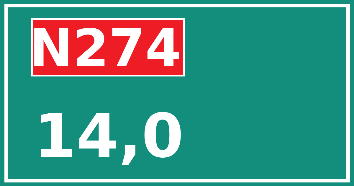 Hectometerbord N274 14,0