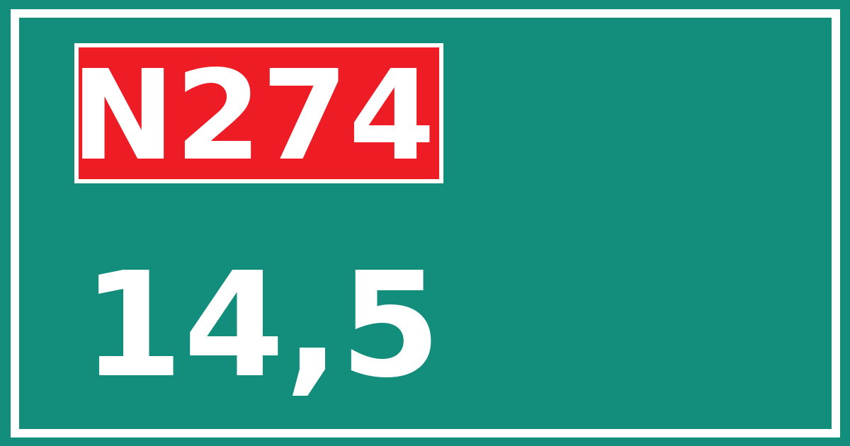 Hectometerbord N274 14,5
