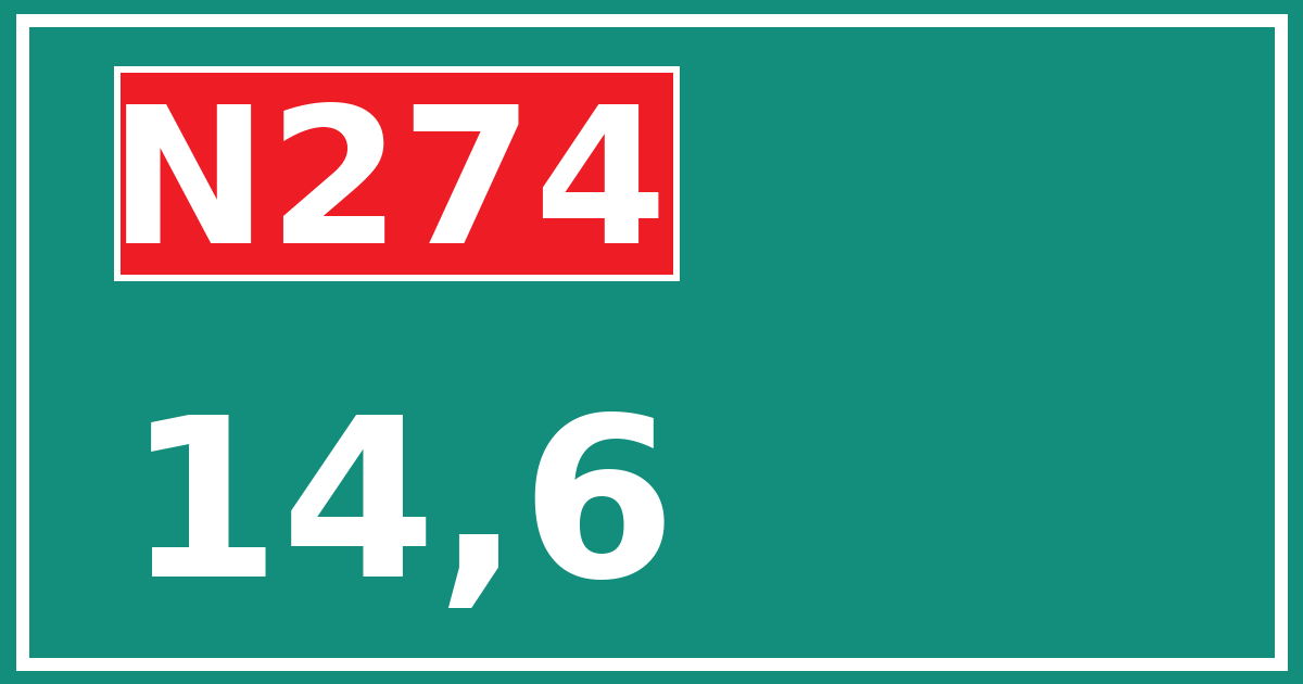 Hectometerbord N274 14,6