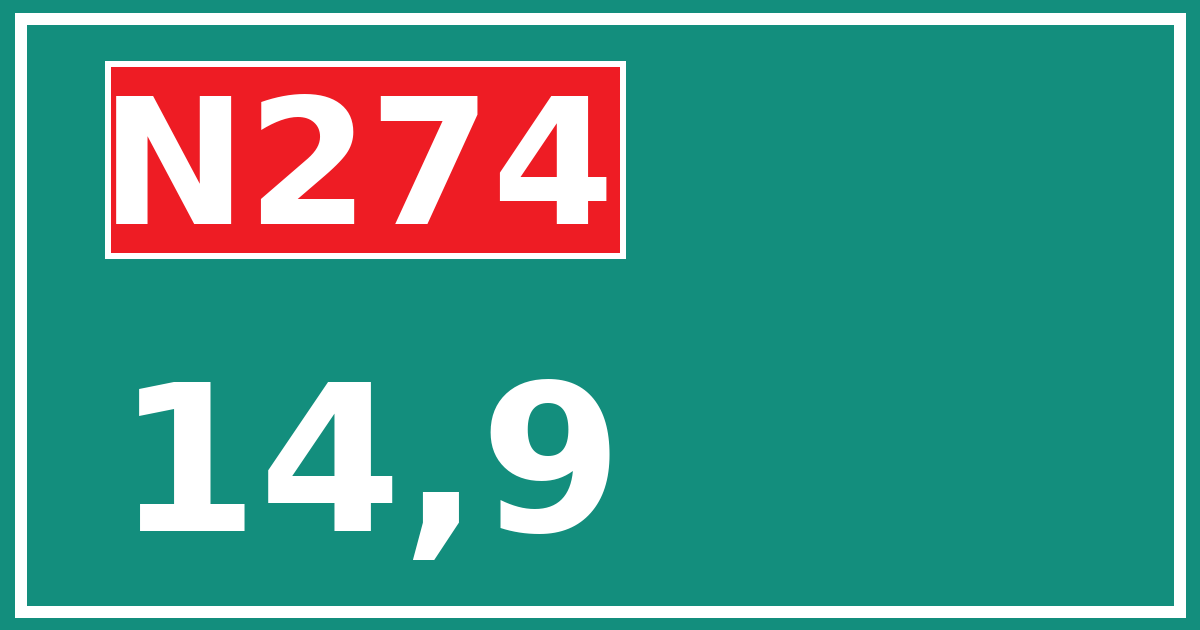 Hectometerbord N274 14,9