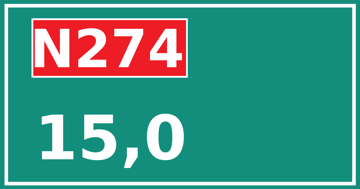 Hectometerbord N274 15,0
