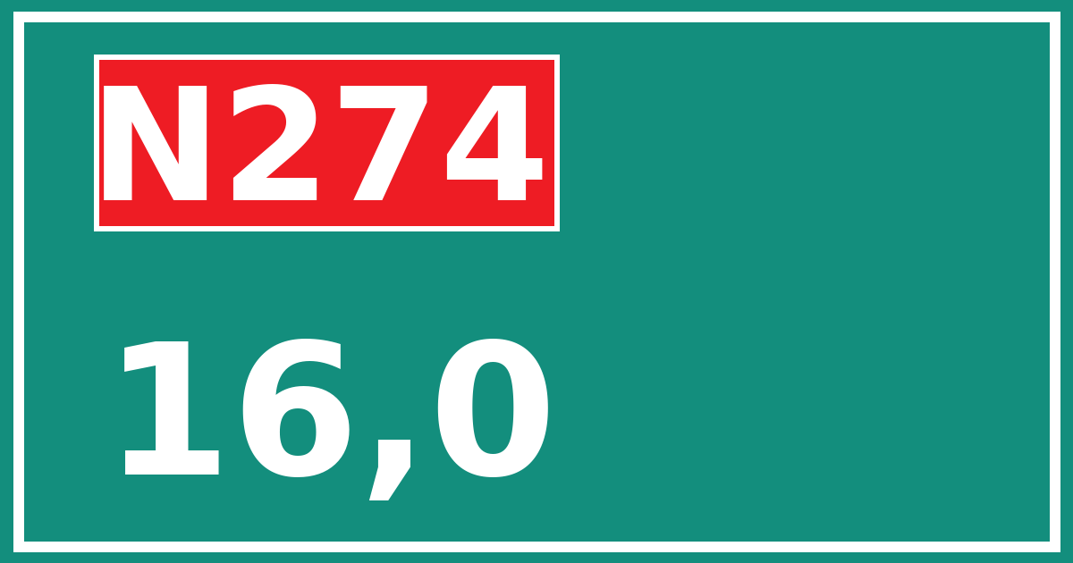 Hectometerbord N274 16,0