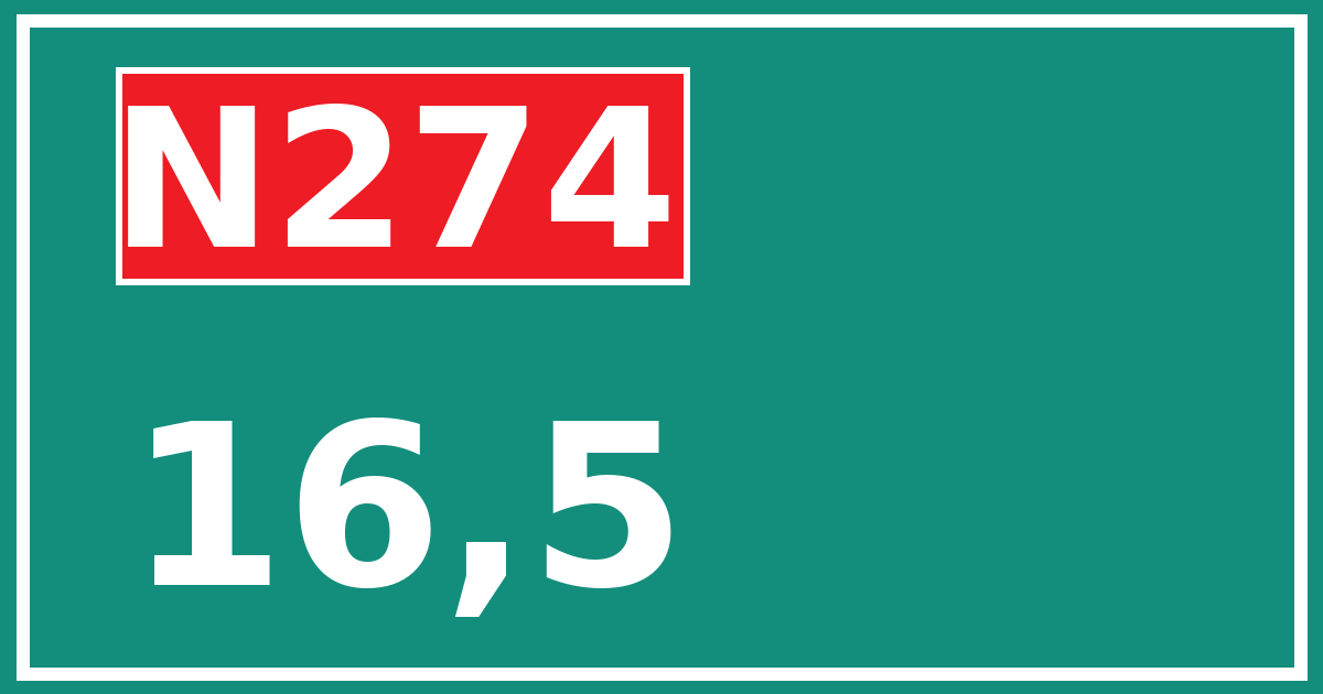 Hectometerbord N274 16,5