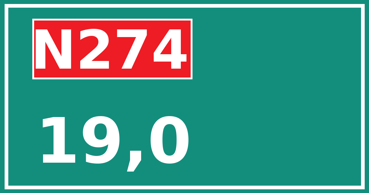 Hectometerbord N274 19,0