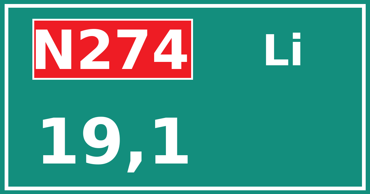 Hectometerbord N274 19,1 zijde Li