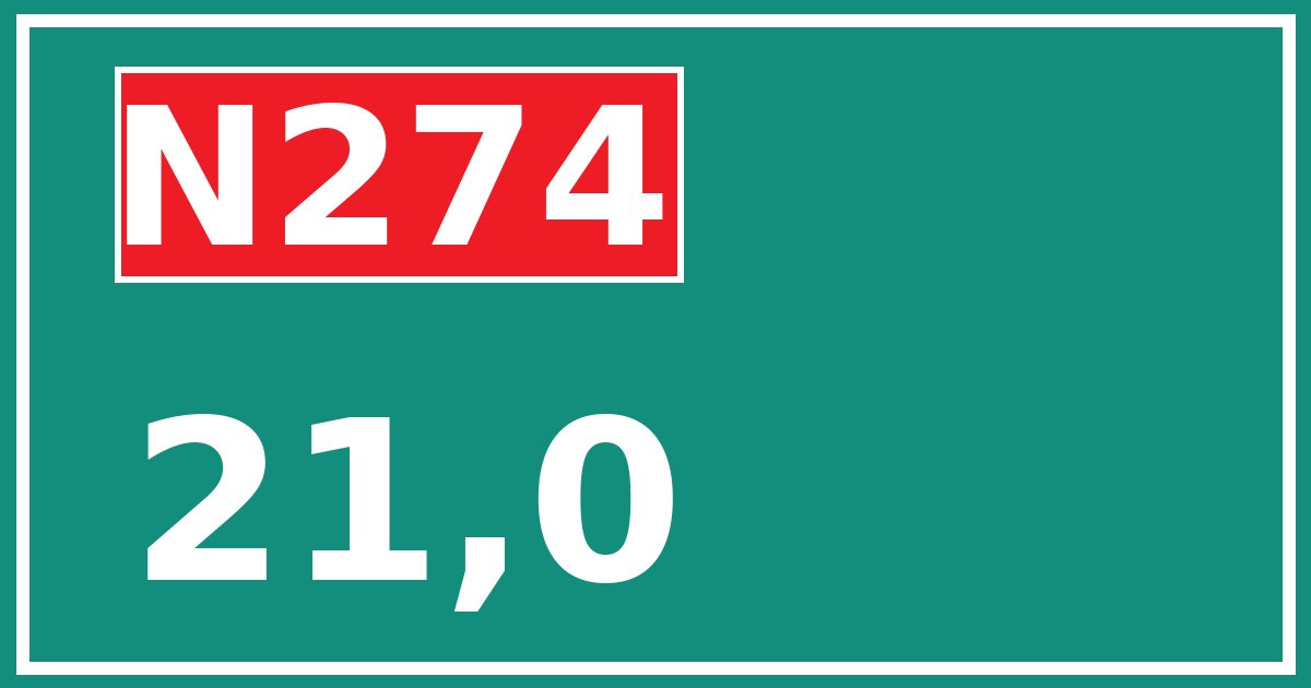 Hectometerbord N274 21,0