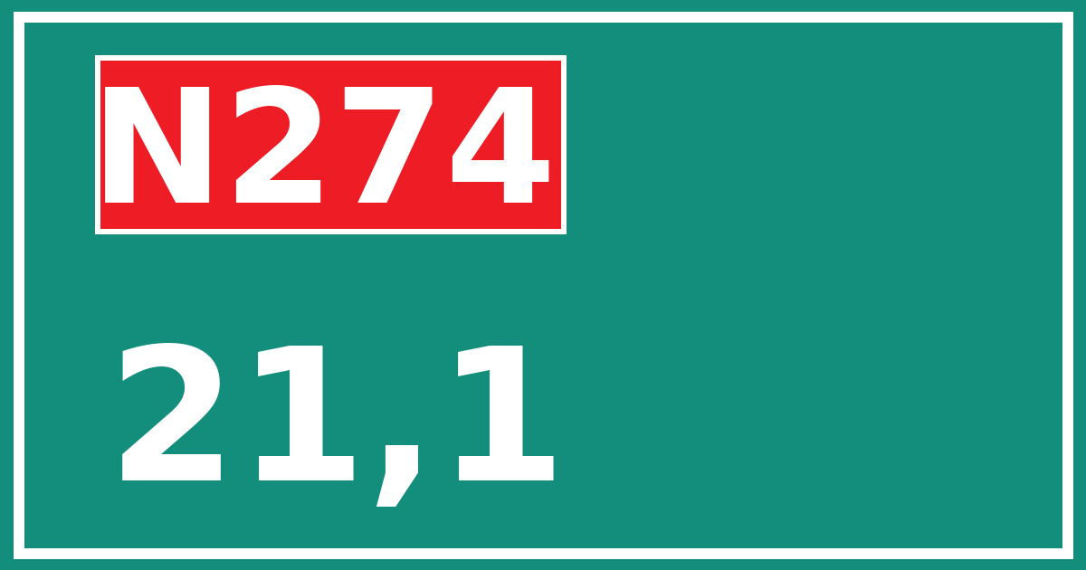 Hectometerbord N274 21,1
