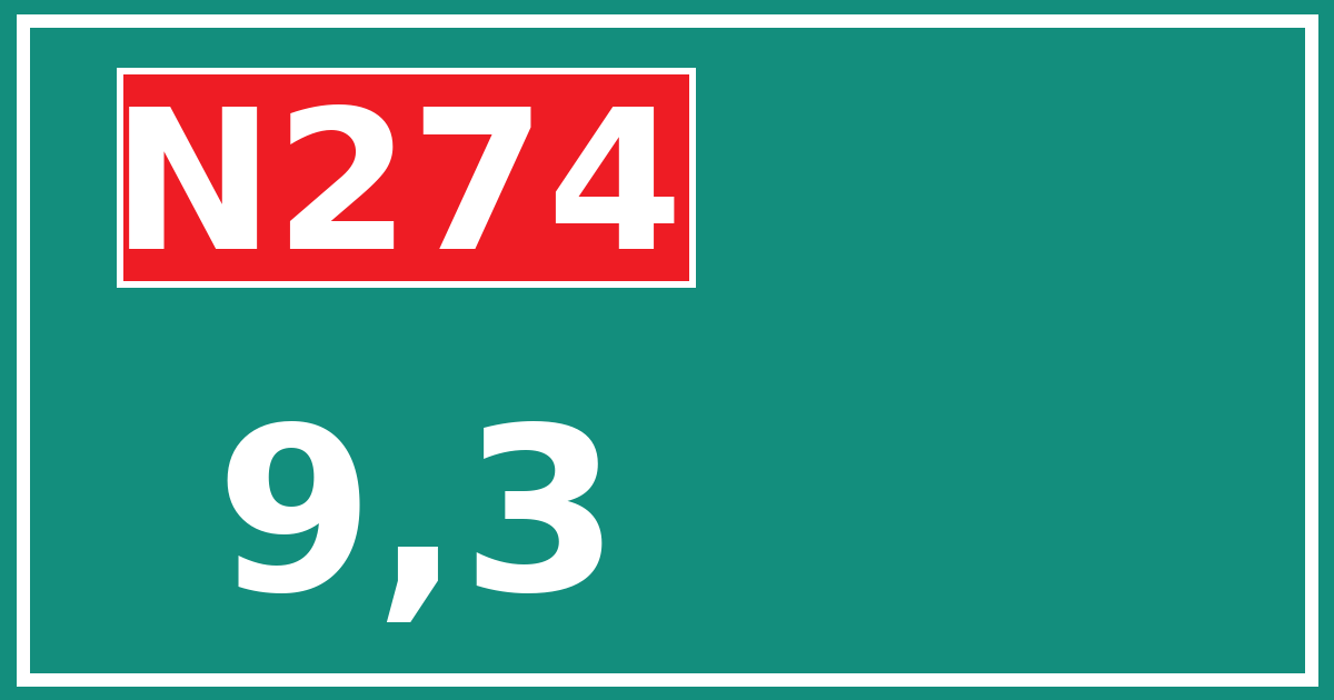 Hectometerbord N274 9,3