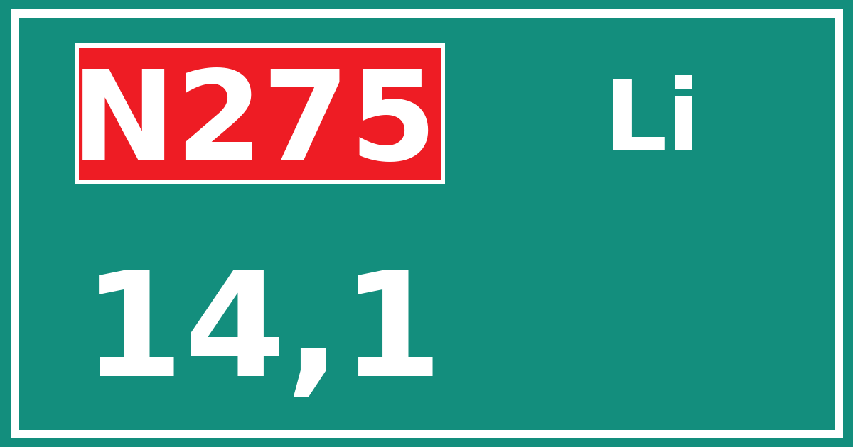 Hectometerbord N275 14,1 zijde Li