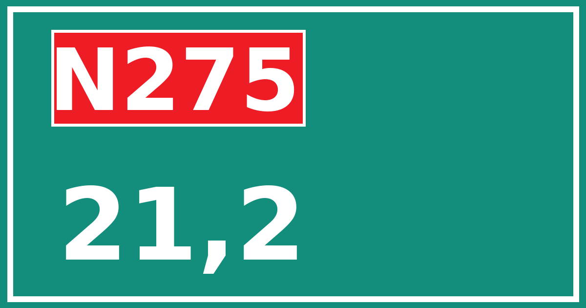 Hectometerbord N275 21,2
